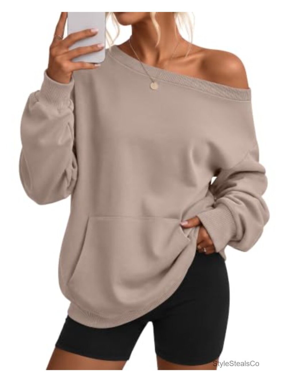 Womens Oversized Off the Shoulder Sweatshirt Pullover
